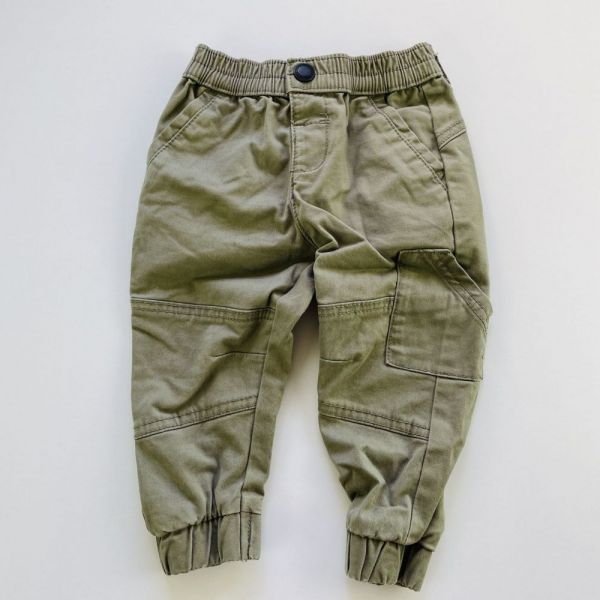 Zelené plátěné kalhoty Primark, vel. 80