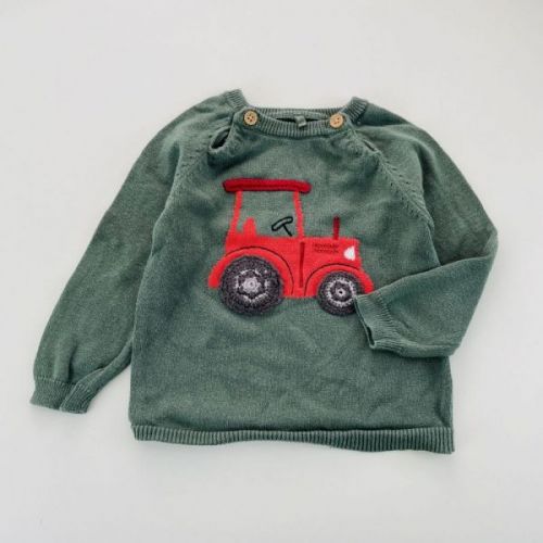 Zelený svetr s traktorem Tu, vel. 74