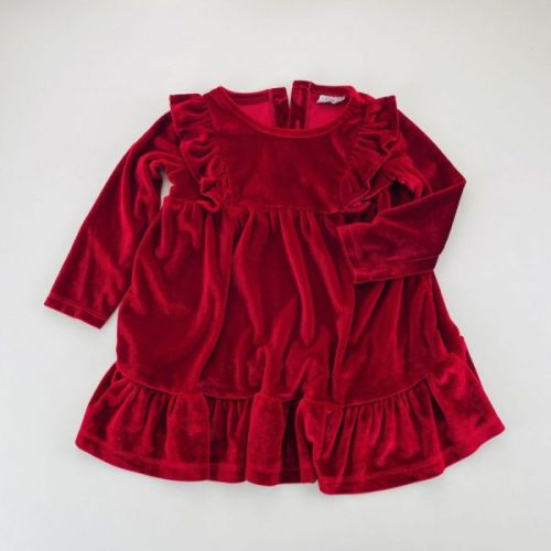 Červené sametové šaty F & F, vel. 80